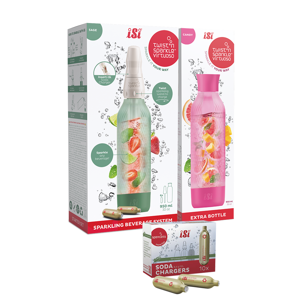 Twist'n Sparkle Virtuoso Starter Set + Choose An Extra Bottle + Soda Chargers