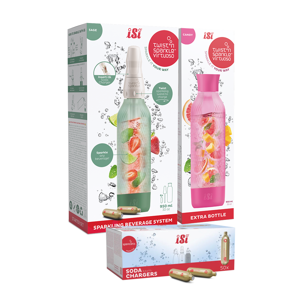 Twist'n Sparkle Virtuoso Starter Set + Choose An Extra Bottle + Soda Chargers