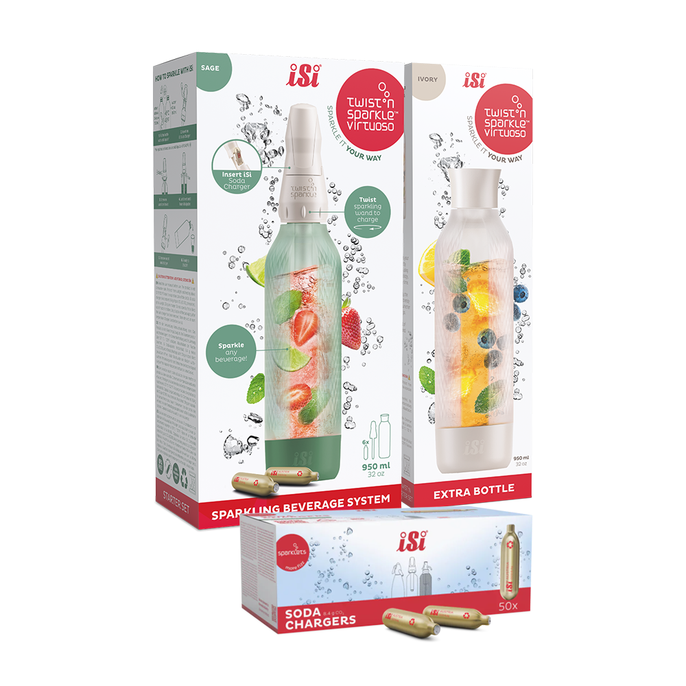 Twist'n Sparkle Virtuoso Starter Set + Choose An Extra Bottle + Soda Chargers