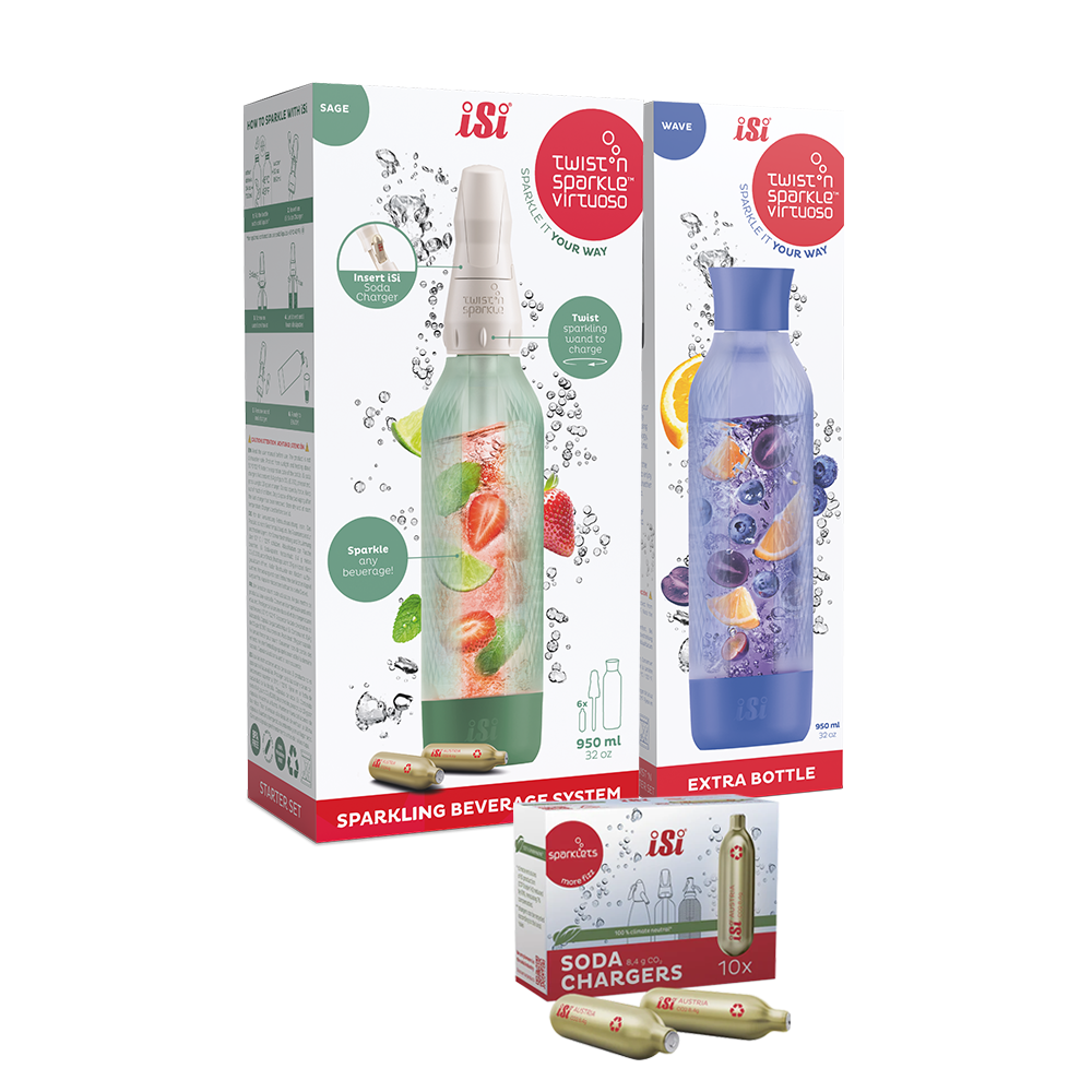 Twist'n Sparkle Virtuoso Starter Set + Choose An Extra Bottle + Soda Chargers