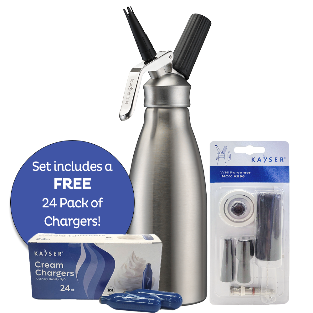 Starter Set for Chefs: Inox Quart + 1 Replacement Parts Set + FREE 24 pack chargers
