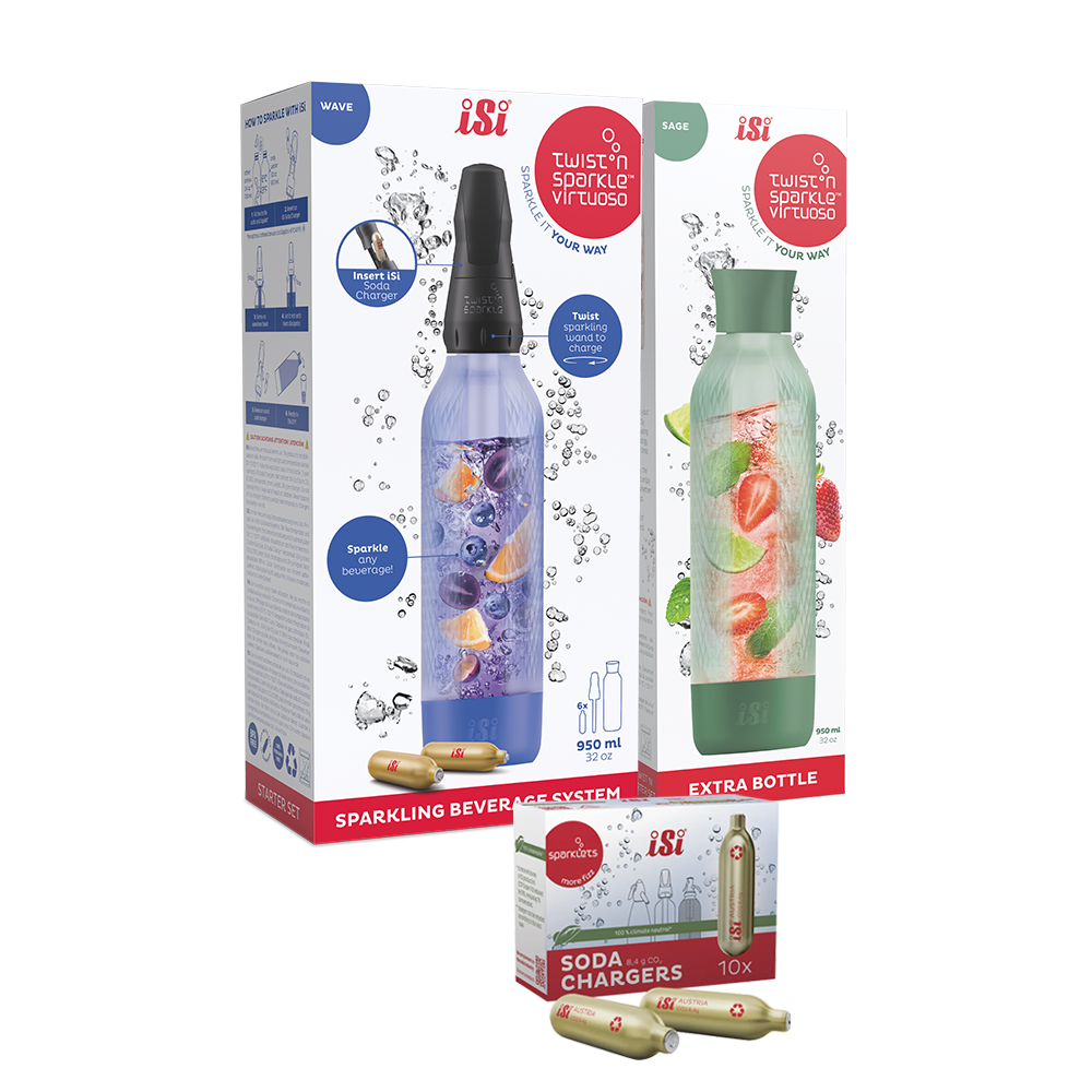 Twist'n Sparkle Virtuoso Starter Set + Choose An Extra Bottle + Soda Chargers